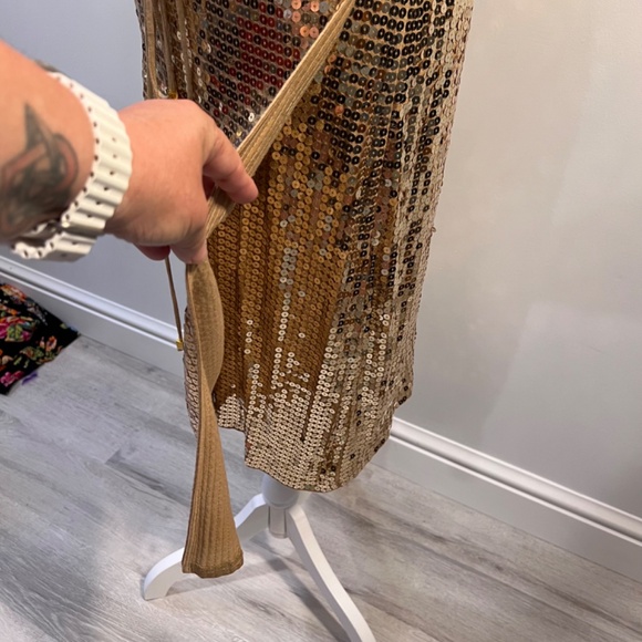 Michael Kors Gold Sequin Wrap Dress Size X Large - Picture 7 of 13